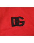 Dolce & Gabbana Red DG Logo Patch Cotton Crew Neck T-shirt
