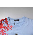 Dolce & Gabbana Light Blue Coral Cotton Men Crew Neck T-shirt