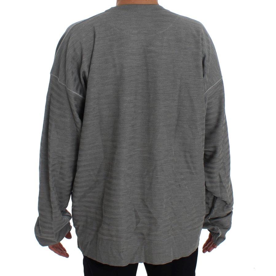 Dolce & Gabbana Elegant Gray Silk Crewneck Pullover Sweater