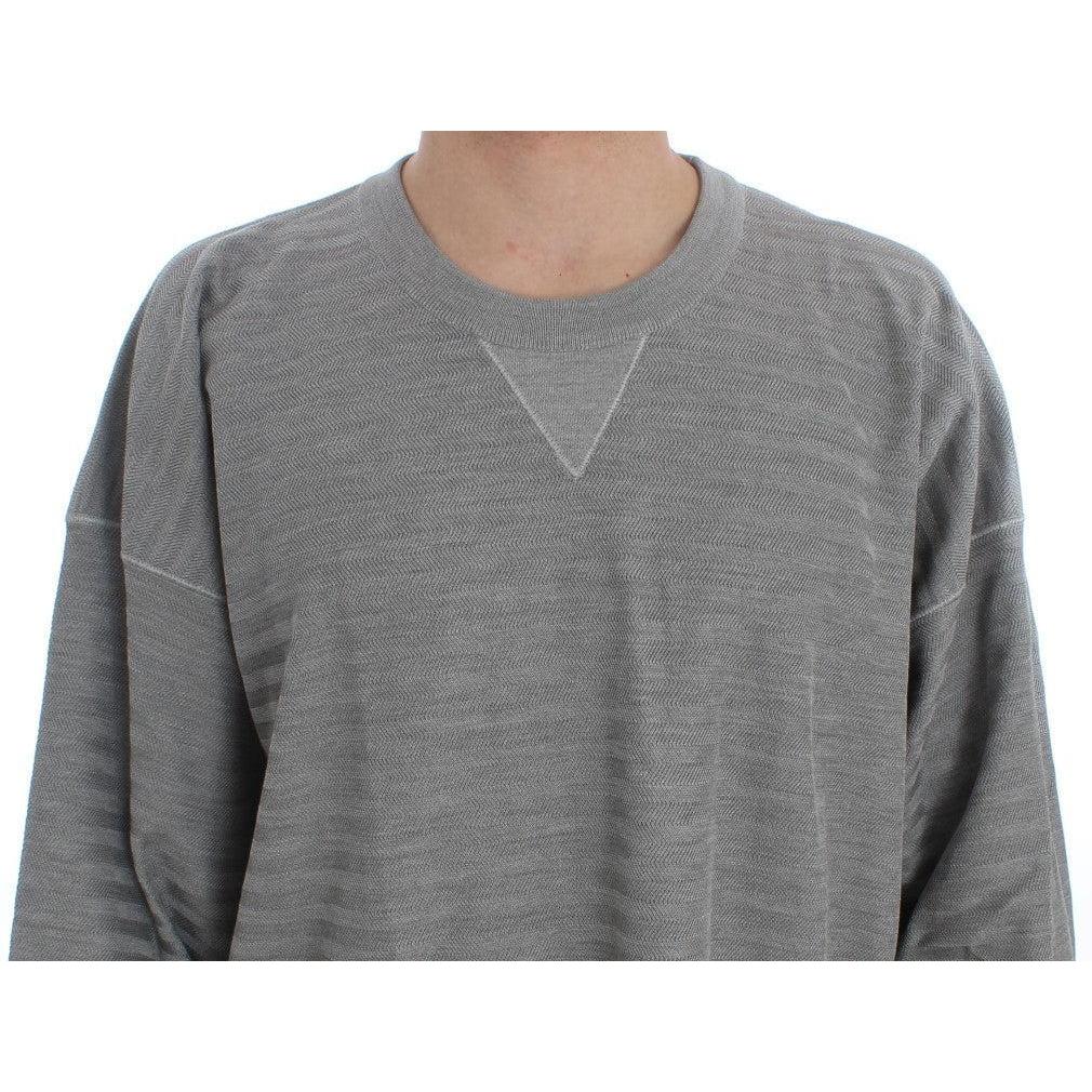 Dolce & Gabbana Elegant Gray Silk Crewneck Pullover Sweater