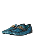 Dolce & Gabbana Blue Sequined Loafers Formal Dress Shoes