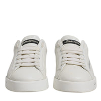 Dolce & Gabbana White Black Logo Portofino Men Sneaker Shoes