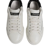 Dolce & Gabbana White Black Logo Portofino Men Sneaker Shoes
