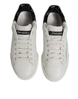 Dolce & Gabbana White Black Logo Portofino Men Sneaker Shoes