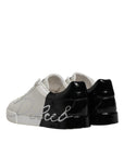 Dolce & Gabbana White Black Logo Portofino Men Sneaker Shoes