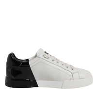 Dolce & Gabbana White Black Logo Portofino Men Sneaker Shoes