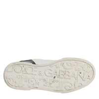Dolce & Gabbana White Black Logo Portofino Men Sneaker Shoes