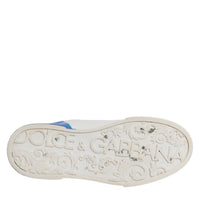 Dolce & Gabbana White Blue Logo Leather Portofino Sneaker Shoes