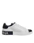 Dolce & Gabbana White Black Leather Portofino Sneaker Shoes