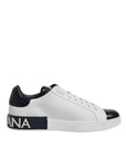 Dolce & Gabbana White Black Leather Portofino Sneaker Shoes