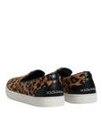 Dolce & Gabbana Brown Calfskin Fur Leopard Sneakers Shoes