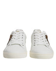 Dolce & Gabbana White Leather Heart Embellished Sneakers Shoes