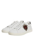 Dolce & Gabbana White Leather Heart Embellished Sneakers Shoes