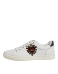 Dolce & Gabbana White Leather Heart Embellished Sneakers Shoes