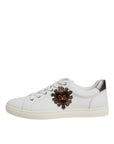 Dolce & Gabbana White Leather Heart Embellished Sneakers Shoes