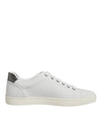 Dolce & Gabbana White Leather Heart Embellished Sneakers Shoes