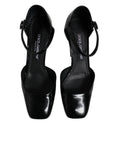 Dolce & Gabbana Black Leather Jackie Ankle Strap Sandals Shoes