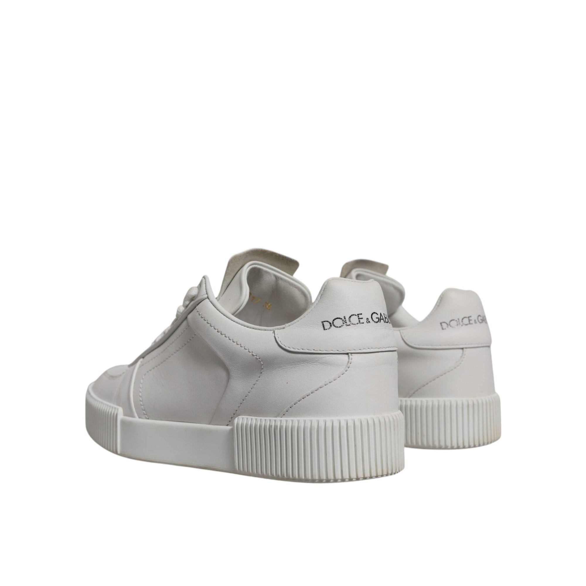 Dolce & Gabbana White Miami Leather Low Top Sneakers Shoes