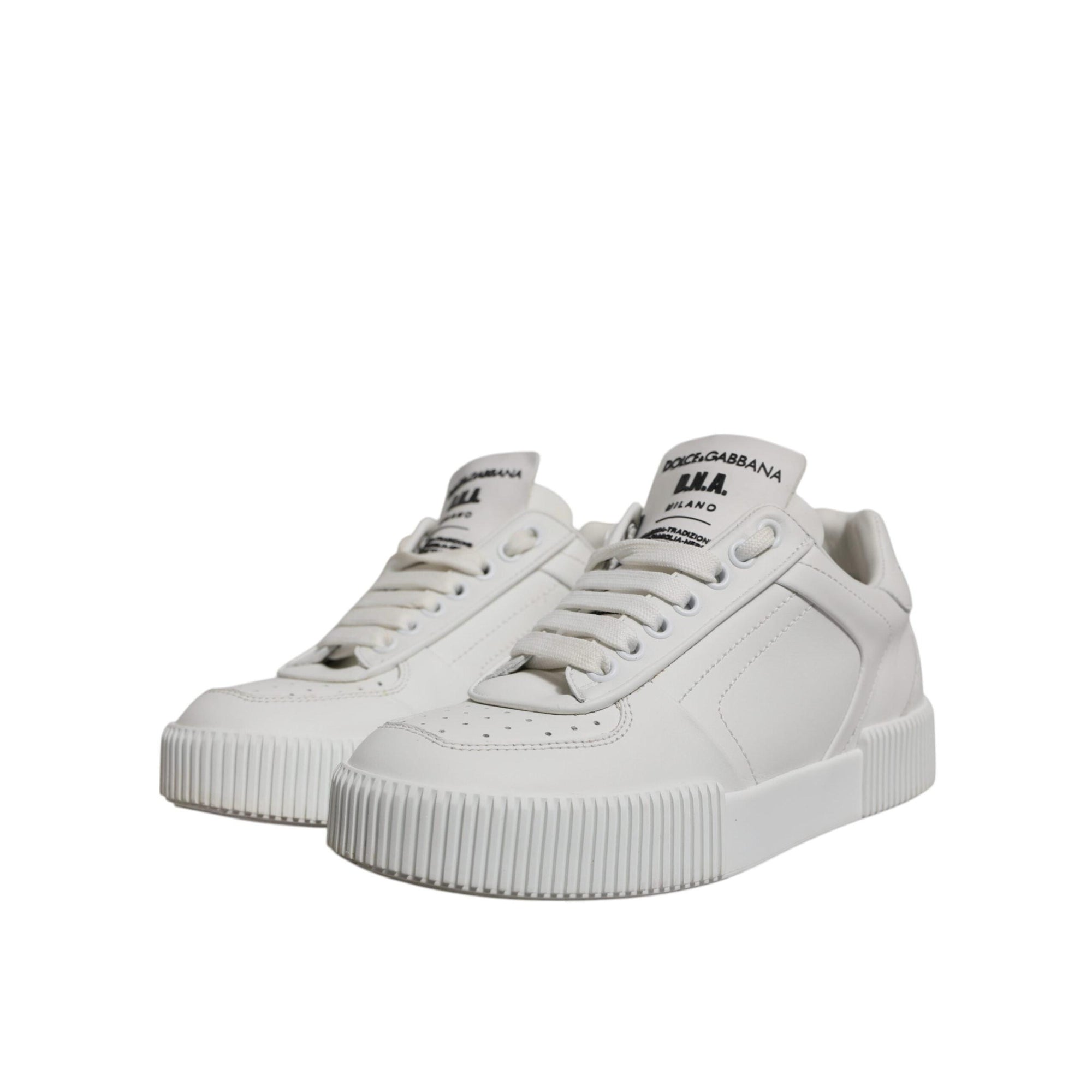 Dolce & Gabbana White Miami Leather Low Top Sneakers Shoes