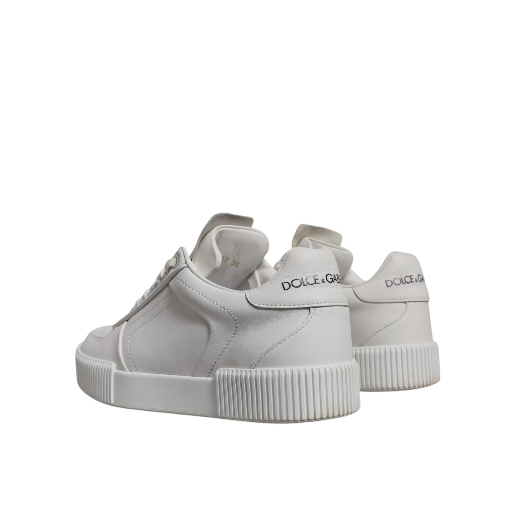 Dolce & Gabbana White Miami Leather Low Top Sneakers Shoes
