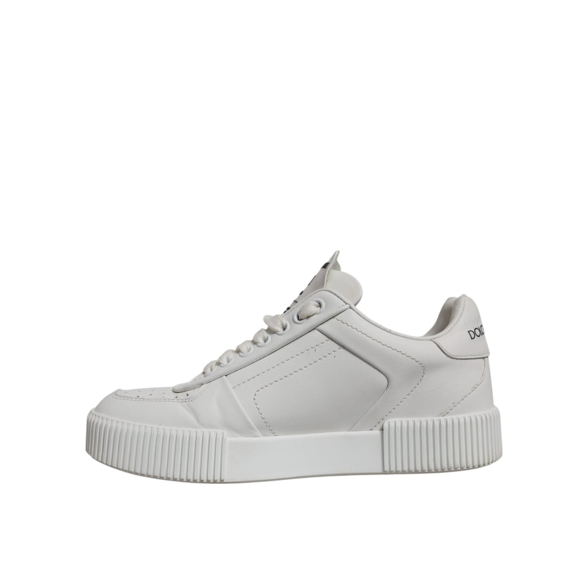 Dolce & Gabbana White Miami Leather Low Top Sneakers Shoes