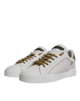 Dolce & Gabbana White Gold Leather Low Top Sneakers Shoes