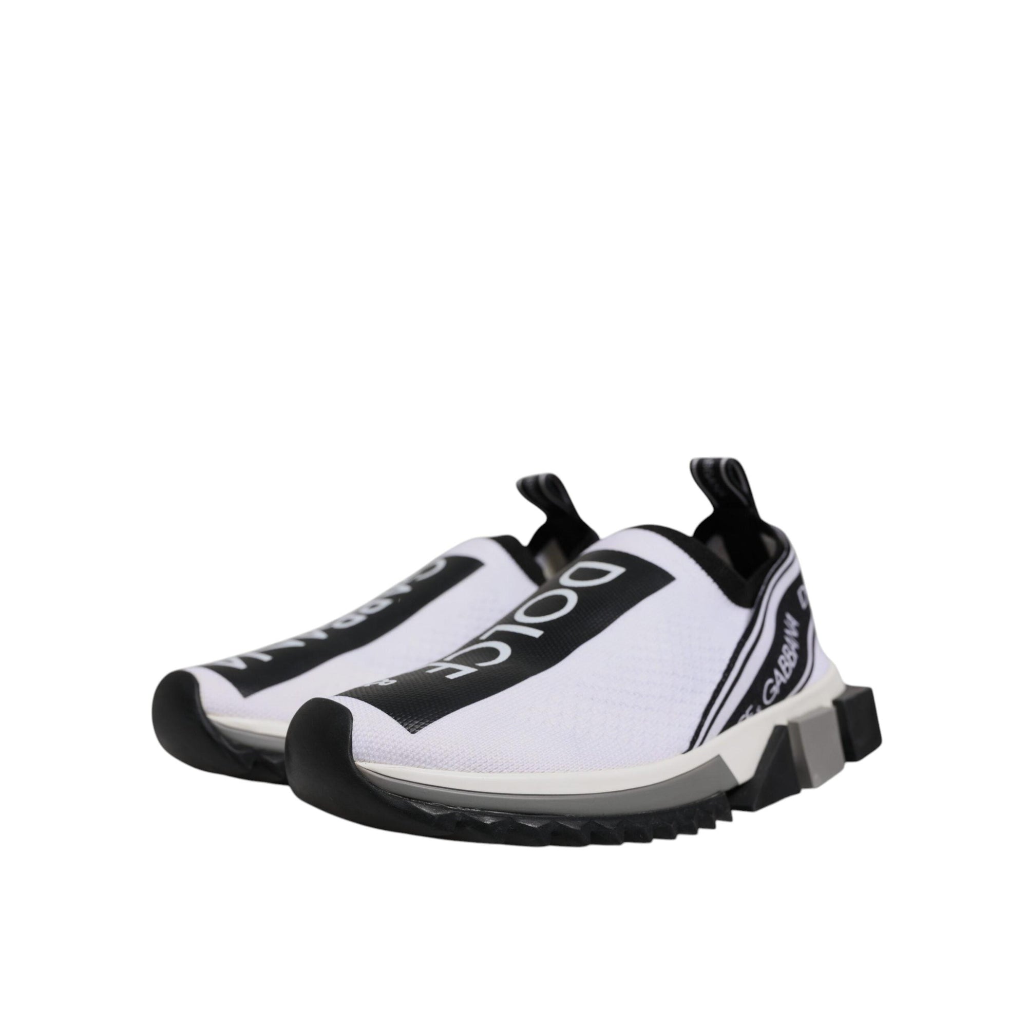 Dolce & Gabbana White Black Slip On Sorrento Sneakers Shoes