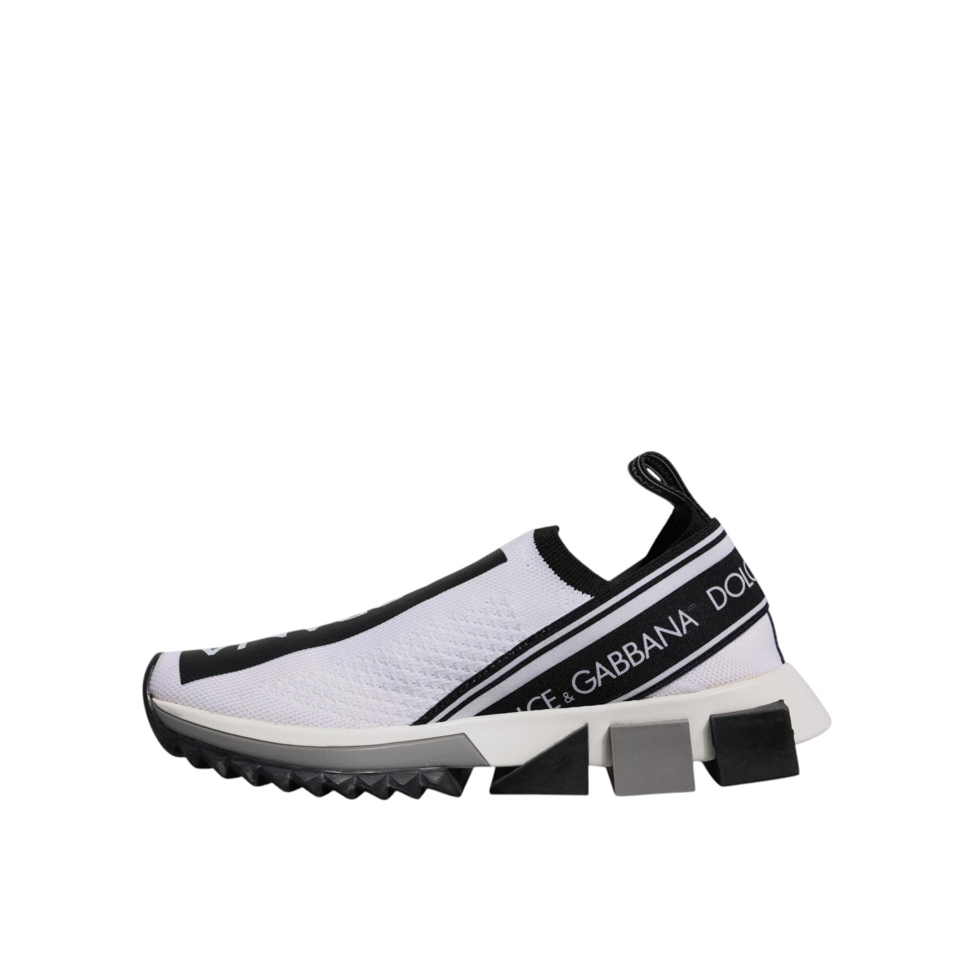 Dolce & Gabbana White Black Slip On Sorrento Sneakers Shoes
