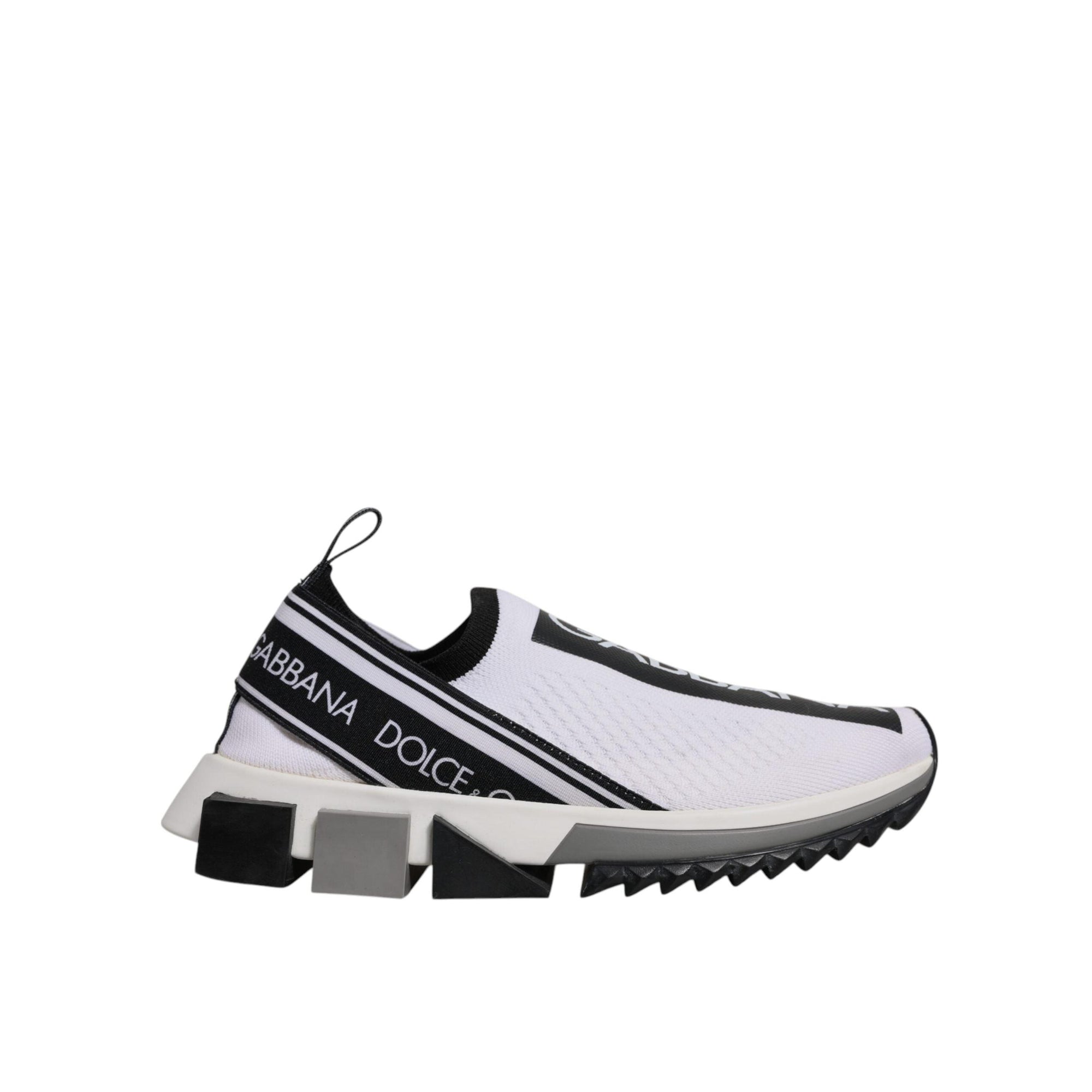 Dolce & Gabbana White Black Slip On Sorrento Sneakers Shoes