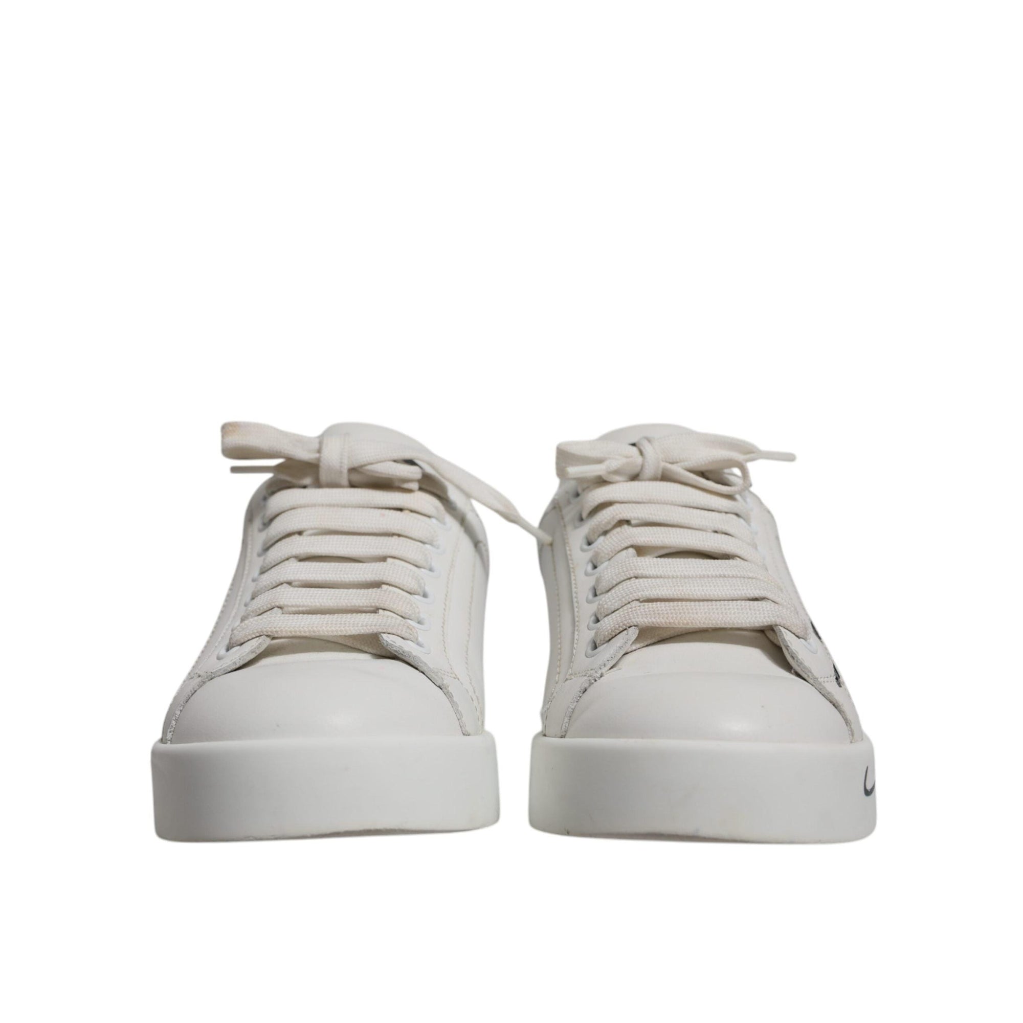 Dolce & Gabbana White Blue Logo Portofino Sneakers Shoes