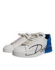 Dolce & Gabbana White Blue Logo Portofino Sneakers Shoes