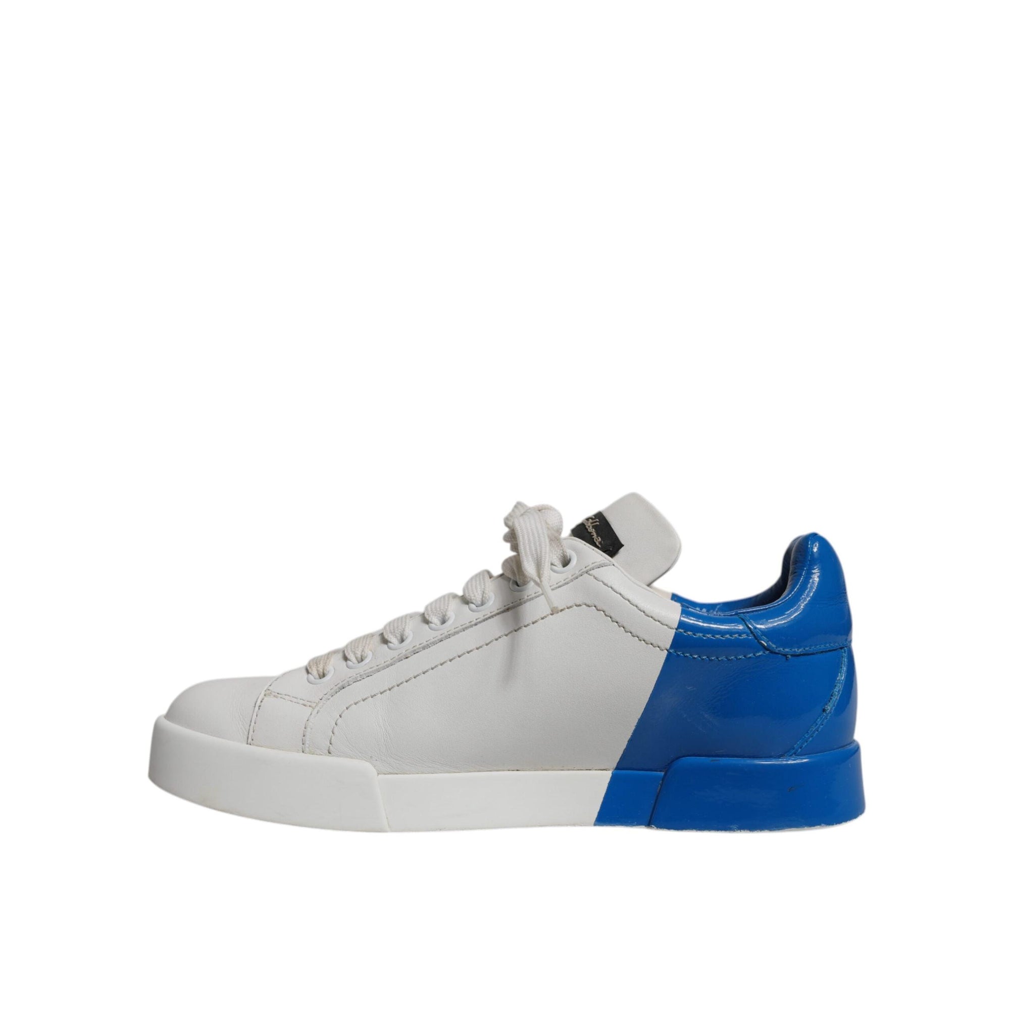 Dolce & Gabbana White Blue Logo Portofino Sneakers Shoes