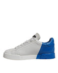 Dolce & Gabbana White Blue Logo Portofino Sneakers Shoes