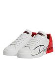 Dolce & Gabbana White Red Logo Portofino Sneakers Shoes