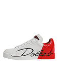 Dolce & Gabbana White Red Logo Portofino Sneakers Shoes