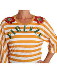 Dolce & Gabbana FIRENZE Sequined Blouse in Orange and White