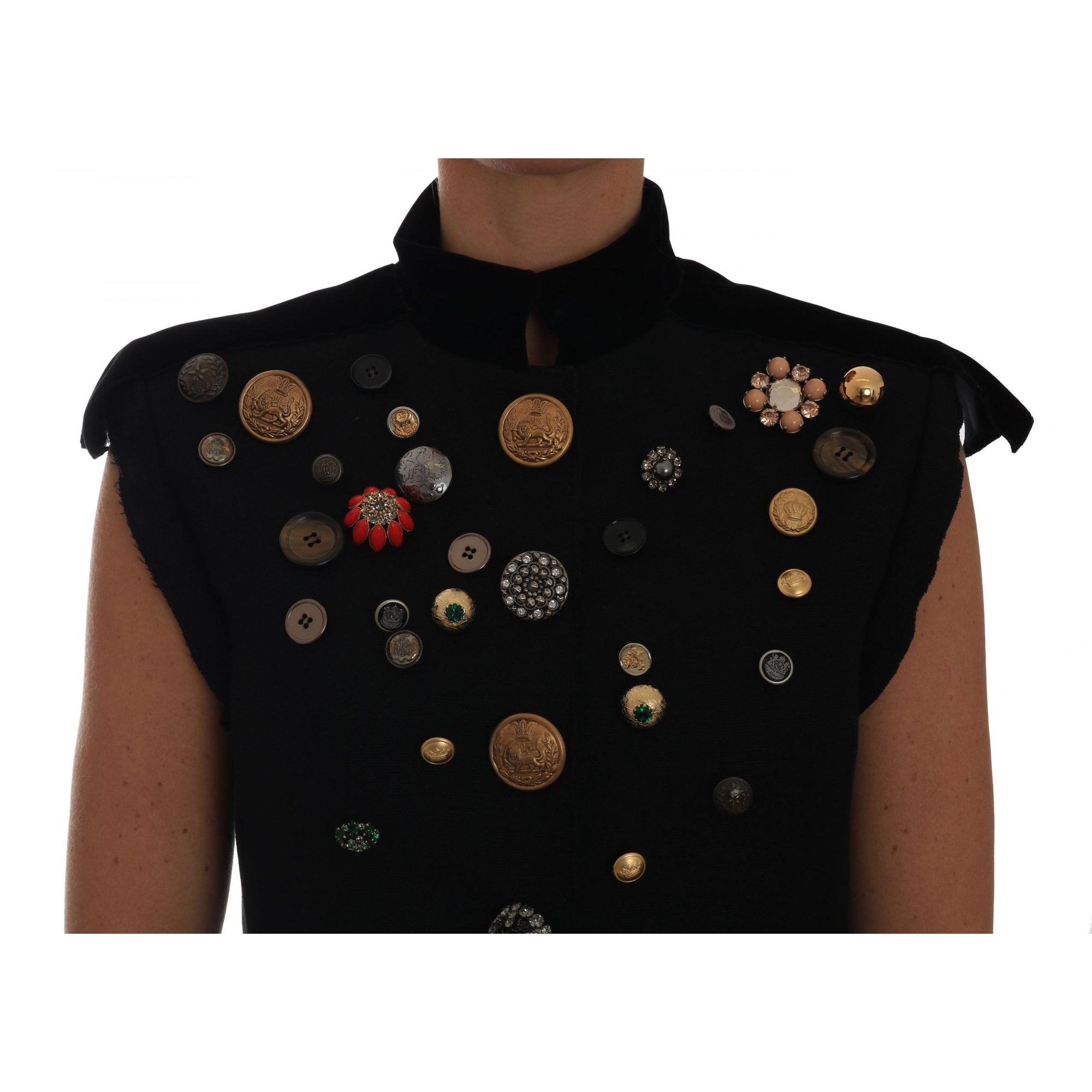 Dolce & Gabbana Embellished Black Military Style Vest