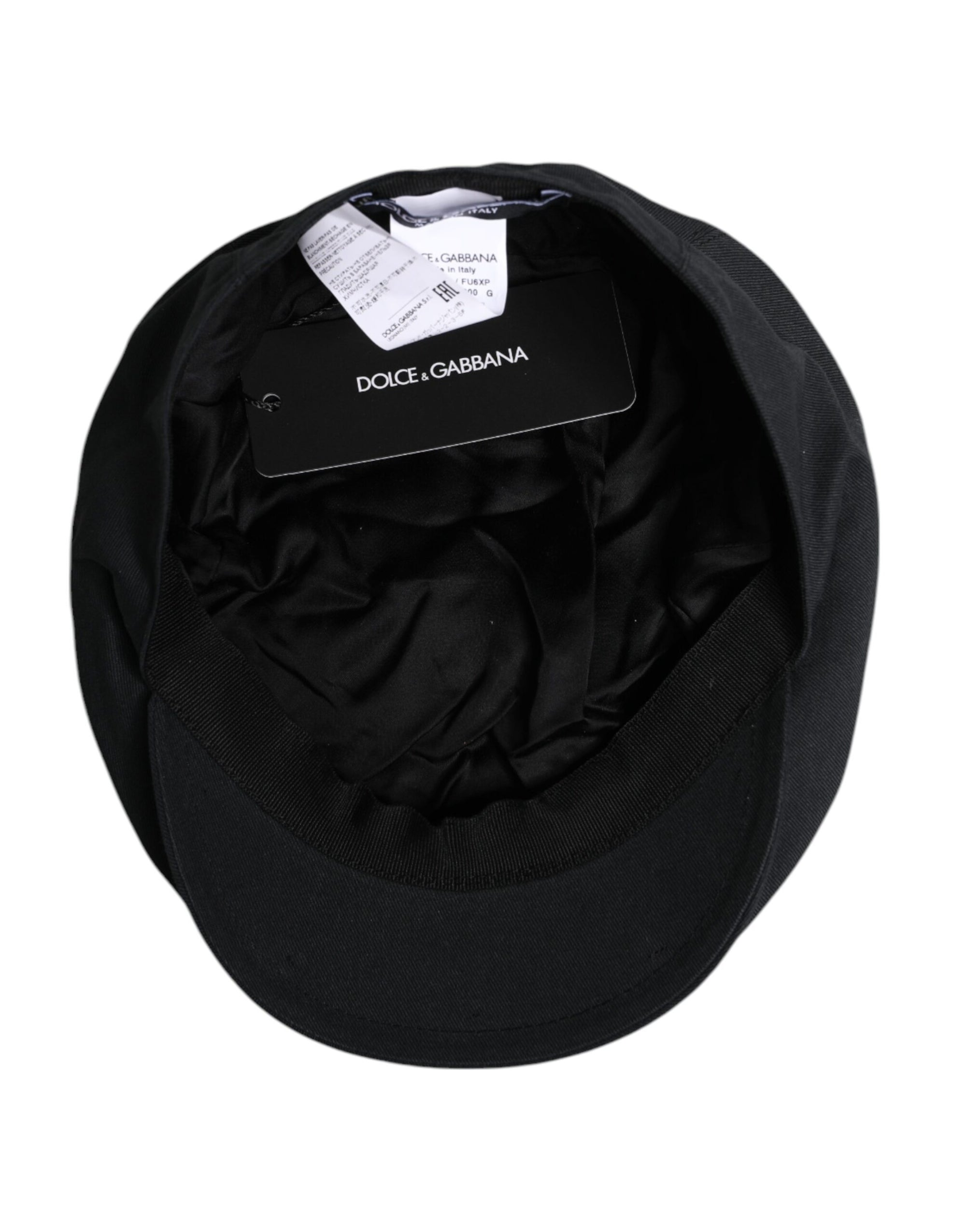 Dolce & Gabbana Black Cotton Newsboy Capello Cabbie Hat