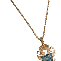 Dolce & Gabbana Gold Tone Chain Brass Statement Sicily Pendant Necklace