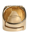 Dolce & Gabbana Gold Tone Sterling Silver 925 DG Crown Adjustable Ring