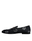 Dolce & Gabbana Black Logo Cotton Loafers Formal Dress Shoes