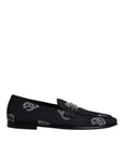 Dolce & Gabbana Black Logo Cotton Loafers Formal Dress Shoes