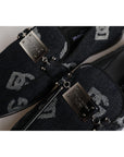 Dolce & Gabbana Black Logo Cotton Loafers Formal Dress Shoes
