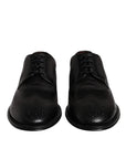 Dolce & Gabbana Black Embroidered Classic Leather Derby Dress Shoes