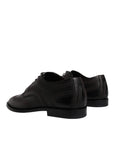 Dolce & Gabbana Black Embroidered Classic Leather Derby Dress Shoes