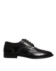 Dolce & Gabbana Black Embroidered Classic Leather Derby Dress Shoes