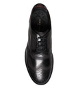 Dolce & Gabbana Black Embroidered Classic Leather Derby Dress Shoes