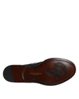 Dolce & Gabbana Black Embroidered Classic Leather Derby Dress Shoes