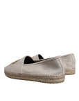 Dolce & Gabbana Beige Canvas Embroidered Slip On Espadrilles Shoes