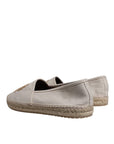 Dolce & Gabbana Beige Canvas Embroidered Slip On Espadrilles Shoes